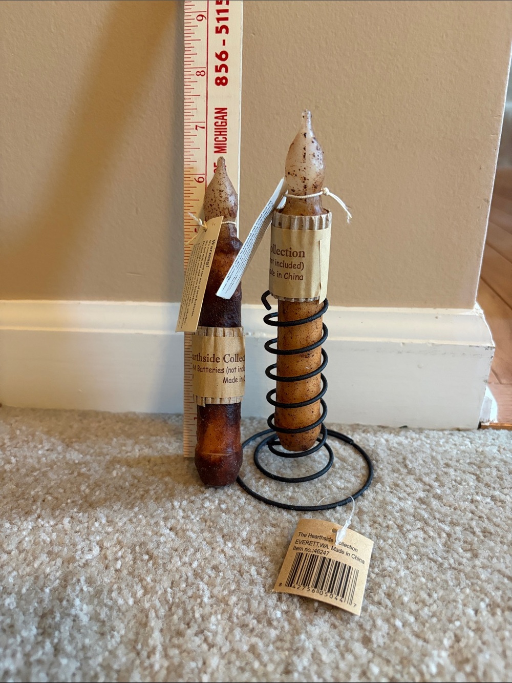 Rustic Battery-Operated Candle Set with Spiral Holder - Brown & Cream